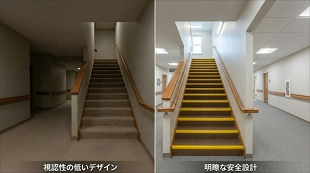 階段での視認性の比較
